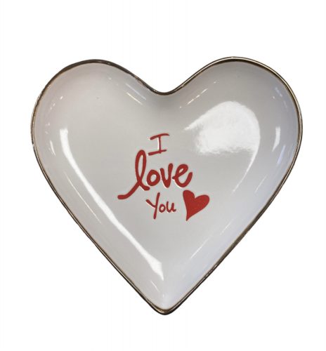 Kerámia tányér szív alakú  22x21cm  I love you felirattal