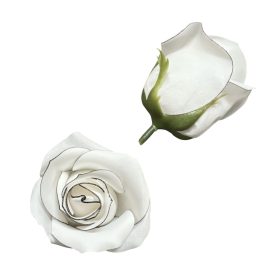 Szappanrózsafej fehér, fekete körvonallal 7x5,5 cm 