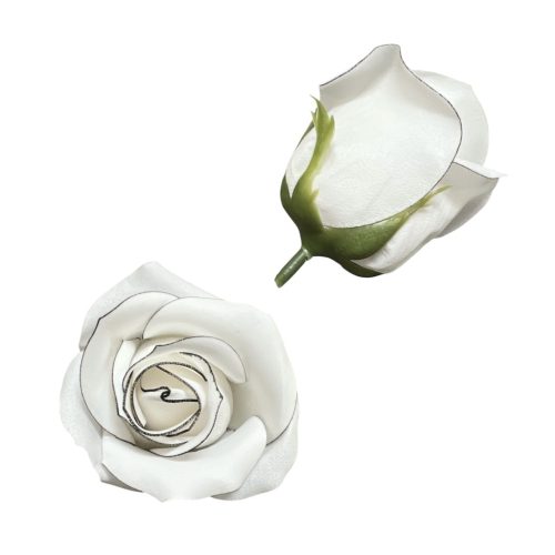 Szappanrózsafej fehér, fekete körvonallal 7x5,5 cm 