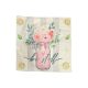 Párnahuzat tavaszi zsákvászon 43x43 cm Be still felirattal rózsa csokros