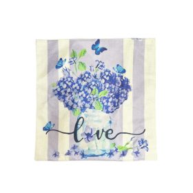   Párnahuzat tavaszi zsákvászon 43x43 cm love felirattal lila orgonás