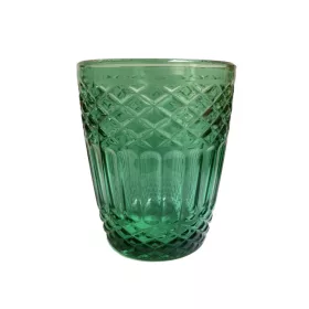 Zöld üvegpohár dombormintás felülettel – 8×9,5 cm