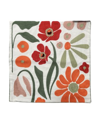 Párnahuzat virágos hímzett pipacsos 44x44 cm 