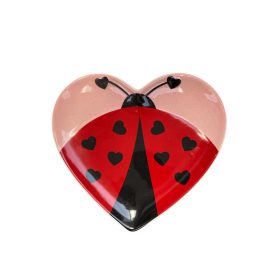 Tányér szíves 16,5x15,5 cm katicabogár mintával 