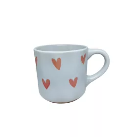 Bögre 9x9 cm fehér alapon piros szívecskével