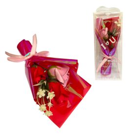 Szappanrózsa ajándékdobozban piros színben 10x24 cm