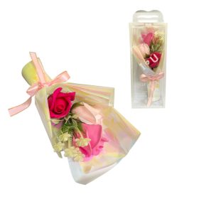 Szappanrózsa ajándékdobozban pink színben 10x24 cm