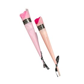   Szappanrózsa szál csomagolt 29 cm rózsaszín, lila, sötét rózsaszín, 3 féle/db