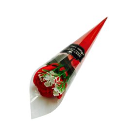 Szappanrózsa szál csomagolt 27,5 cm piros