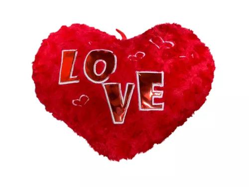 Piros plüss szív LOVE felirattal 27 cm 