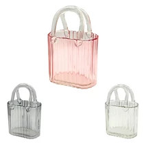 Üveg váza táska bordás átlátszó 17x9,5x28 cm