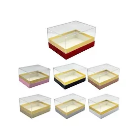   Papírdoboz akril tetővel 18x13x10 cm  (arany, ezüst,piros, rózsaszín, rosegold, fehér, fekete) 7 színben válaszható/db