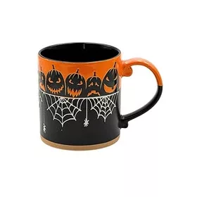 Halloween bögre fekete alapon tök és pókháló 6dl