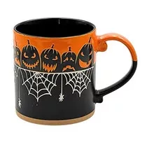 Halloween bögre fekete alapon tök és pókháló 6dl