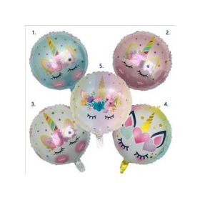 Lufi kerek Unikornisos 45cm 5 féle válaszható/db 