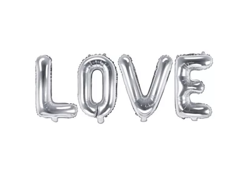 Ezüst Love lufi 140x35cm