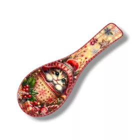 Fakanáltartó 26*9*3cm   3D - Karácsonyi sapkás cica