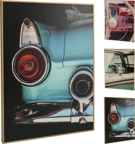 Autós dekor falikép MDF keretben natur színű kerettel 3 féle mintával válaszható/db