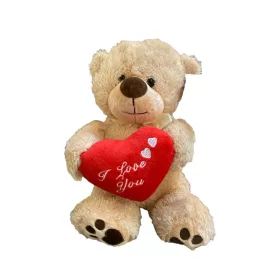   Plüss ülő maci masnival  diplomás vagy szívvel 20cm barna