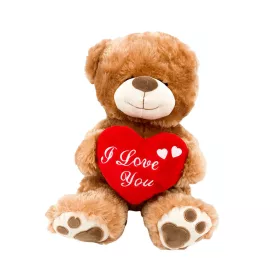 Plüss maci 35cm barna , szívvel a kezében