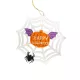 Pókhálós  tök szárnyakkal "Happy Halloween"felirattal dekoráció fehér 22 cm 