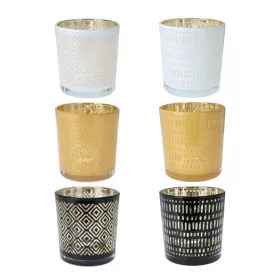   Üveg mécsestartó 3 féle színben, 2 mintával választható 7x8 cm