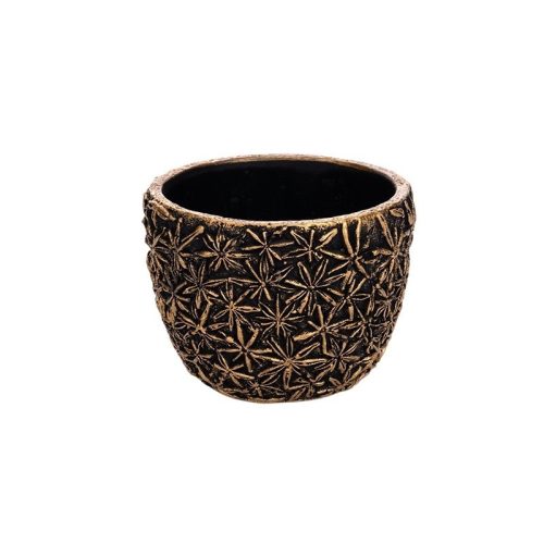 Areus kőkaspó arany-fekete 9x8 cm