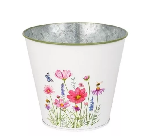 Meadow virágmintás fém kaspó fehér 11,5x10,7cm