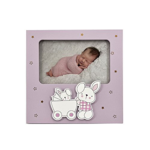 Képkeret, MDF babás rózsaszín 15x10