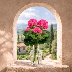   Élethű selyemvirág muskátli csokor élénk rózsaszín 35 cm