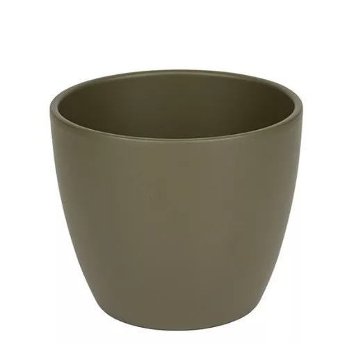 Base kerámia kaspó matt - olivazöld 10cm