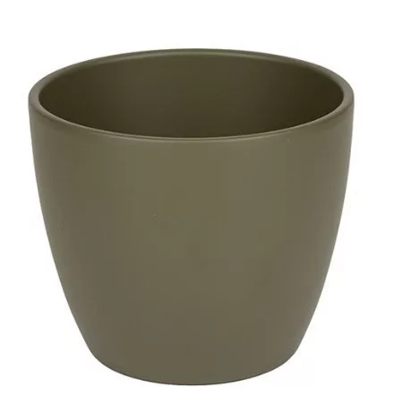 Base kerámia kaspó matt - olivazöld 11cm