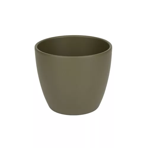 Base kerámia kaspó matt - olivazöld 15cm