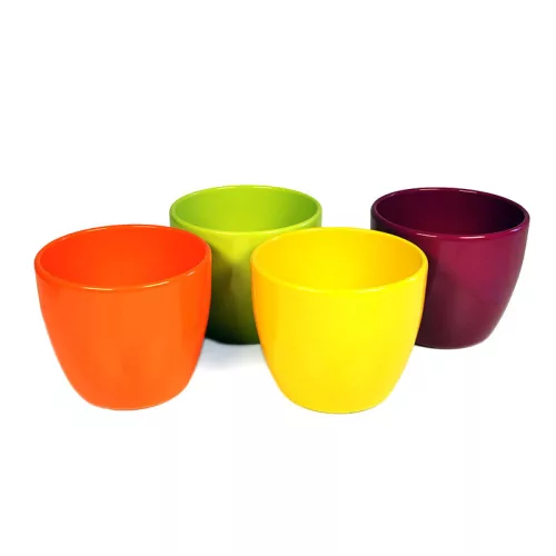 Base kerámia kaspó nyári mix 15cm almazöld-narancs-sárga-ciklámen válaszható/db 