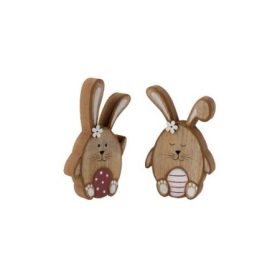   Nyuszi figura tojásokkal fából 12,5-13cm 2 féle választható