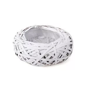 Hasított fa madárfészek tál fehér 30x10cm