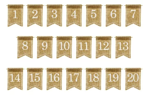 Juta asztalszámok 1-20 ig 7x10,5cm