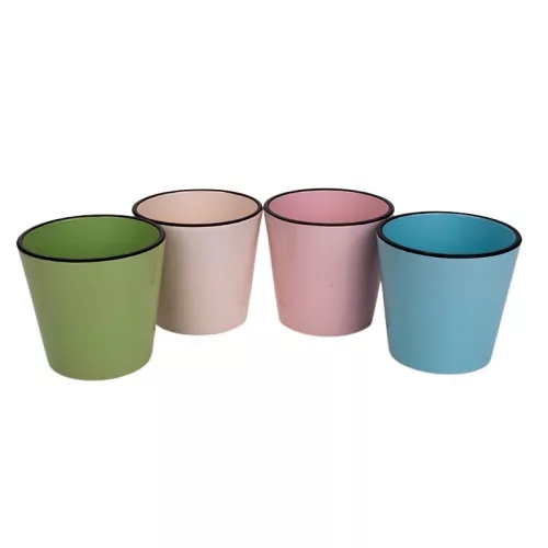 Edge kerámia kaspó mix 15cm  krém-zöld-rózsaszín-türkiz