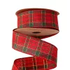 Karácsonyi kockás szalag drótos szegéllyel 38mm x 10m -Piros/arany/sötétzöld