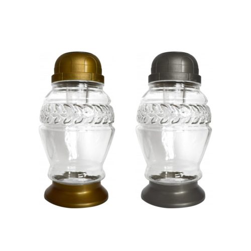 Arany/ezüst színű műanyag antikolt tetejű és talpas solar napelemes üvegmécses/db 200mm