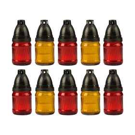 Fekete műanyagfedeles peremes henger üveg mécses 60x140mm