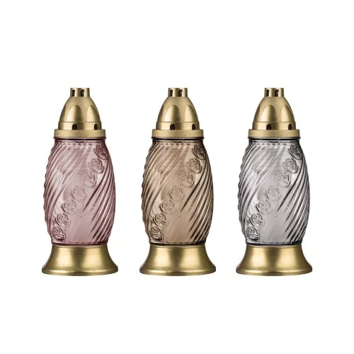 Műanyag arany, ezüst vagy rose gold fekete lakk tetejű és talpú üvegmécses/db