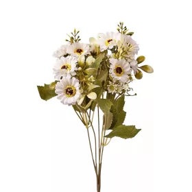   Százszorszép selyemvirág csokor, 5 ágú, 31cm magas - Fehér