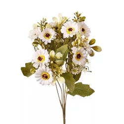   Százszorszép selyemvirág csokor, 5 ágú, 31cm magas - Fehér