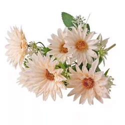 Gerbera selyemvirág csokor, 29cm magas - Ekrü