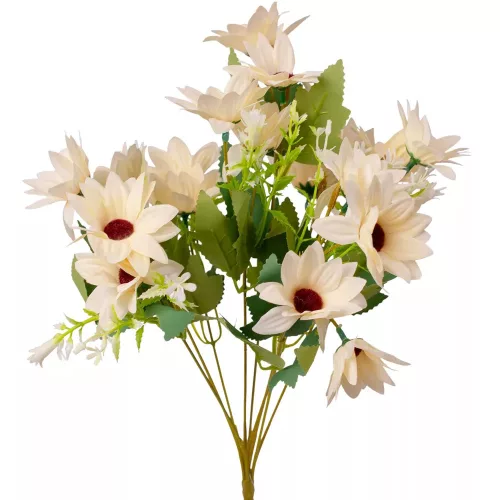 Selyemvirág csokor, 37cm magas - Ekrü