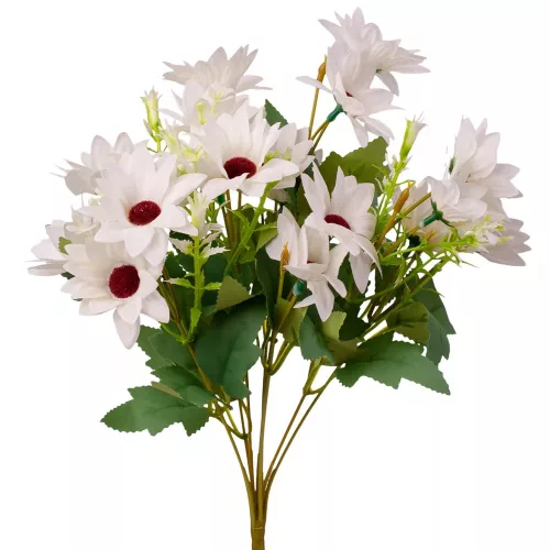 Selyemvirág csokor, 37cm magas - Fehér