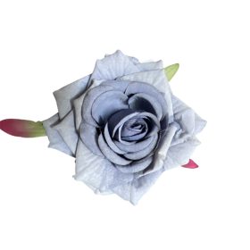 Rózsa selyemvirág fej, 9cm - Levendula kék