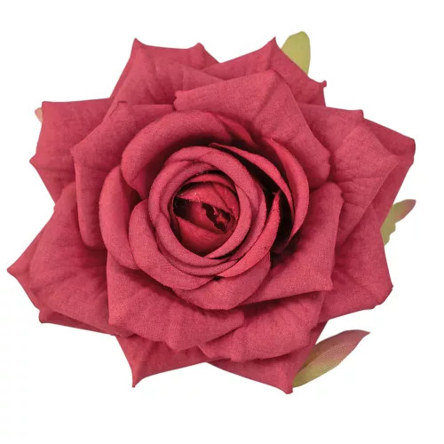 Rózsa selyemvirág fej, 9cm - Bordó 