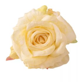 Rózsa selyemvirág fej, 11cm - Krém 